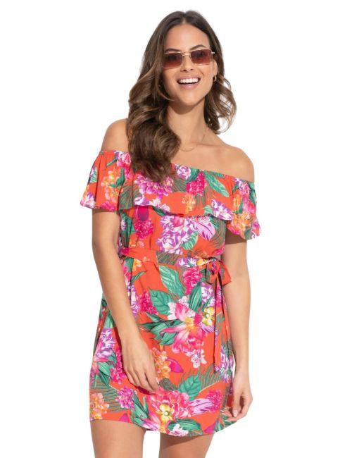 Pour Moi Belted Beach Dress - Orange Tropic