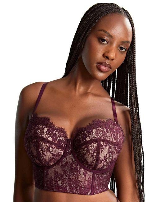 Panache Carmen Lace Bustier Bra - Mulberry