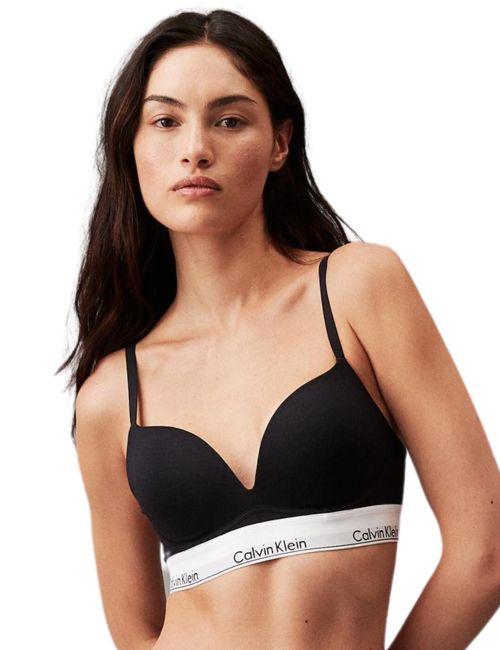 Calvin Klein Modern Cotton Plunge Push Up Bra - Black