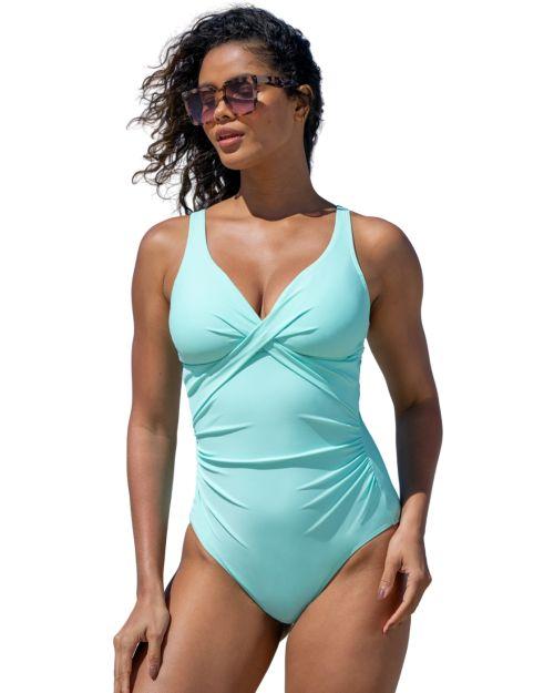 Pour Moi Indonesia Ruched Tummy Control Swimsuit - Aqua