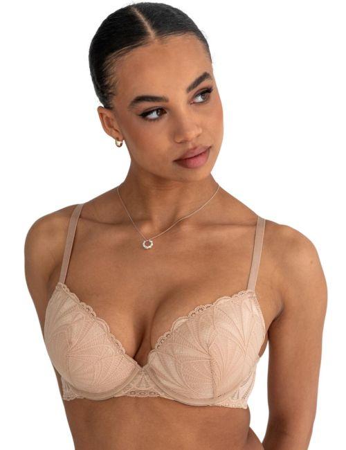 Pour Moi New Romance Padded Push Up Plunge Bra - Almond