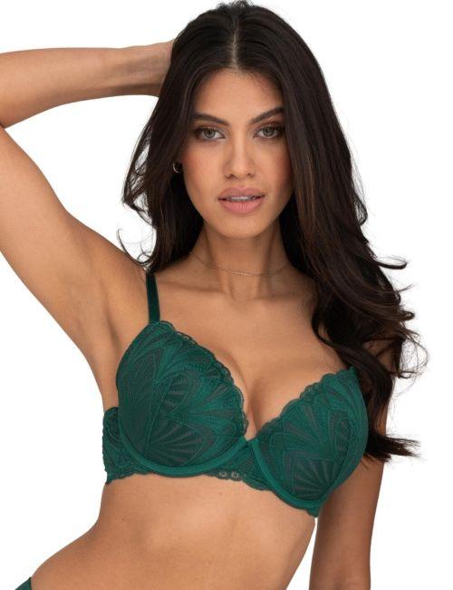 Pour Moi New Romance Padded Push Up Plunge Bra - Forest/Slate