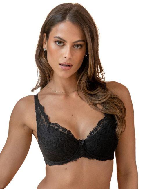 Pour Moi Fleur Lightly Padded High Apex Bra - Black