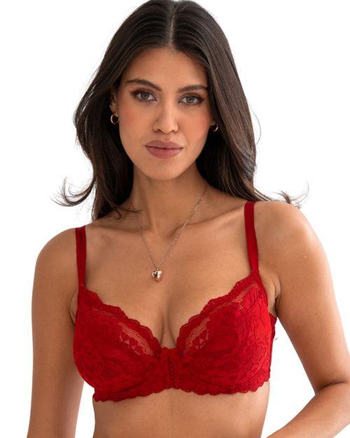 Pour Moi Fleur Balcony Bra - Red