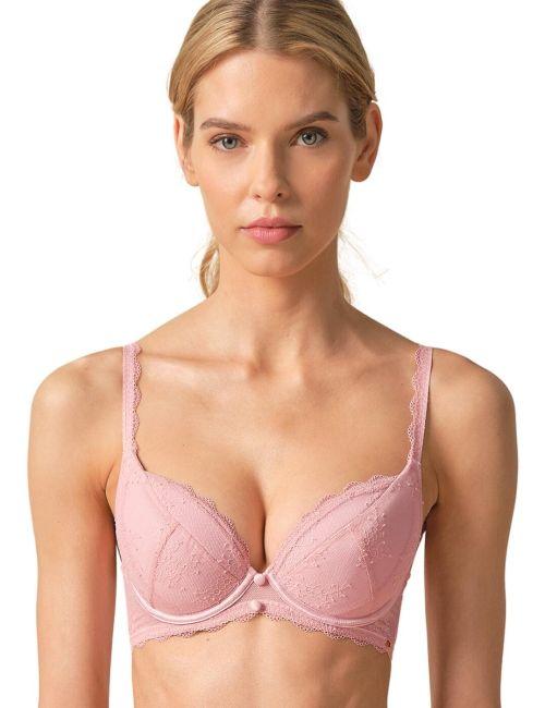 Gossard Vintage Romance Padded Plunge Bra - Soft Pink