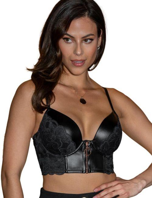Pour Moi Onyx Front Fastening Padded Longline Bra - Black