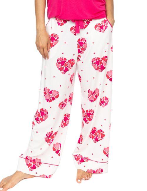 Cyberjammies Aria Heart Print Jersey Wide Leg Pyjama Bottoms - White Mix