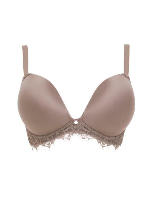 Figleaves Smoothing Non Wired Lace Bra - Mocha
