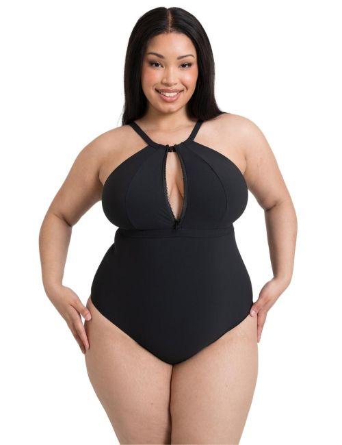 Curvy Kate Zip Tide Non Wired Swimsuit - Black