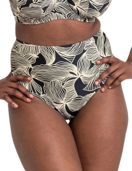 Curvy Kate Ripple Reef High Waist Bikini Brief - Black Print
