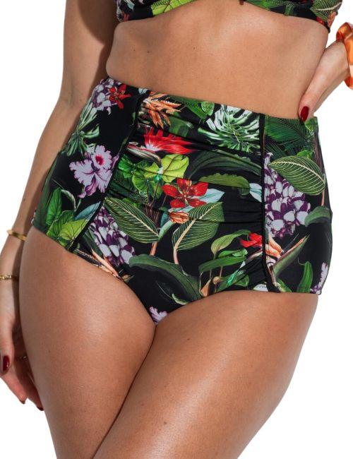 Pour Moi Palermo Tummy Control Bikini Brief - Black Tropical