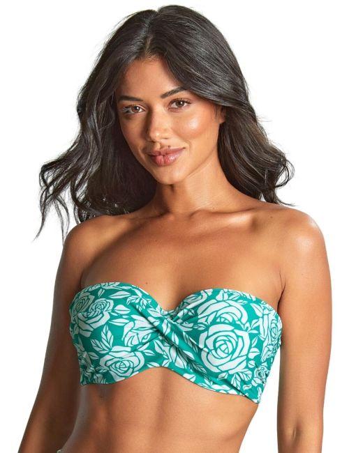 Panache English Rose Ella Twist Bandeau Bikini Top - English Rose Print