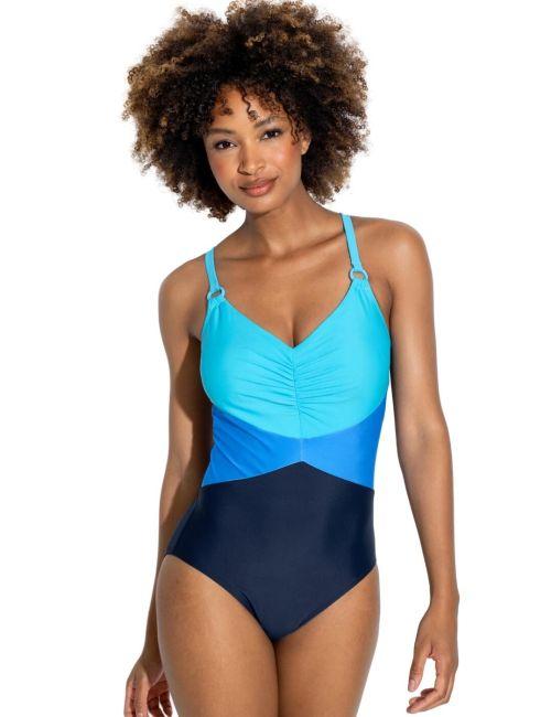 Pour Moi Brighton V Neck Tummy Control Swimsuit - Navy/Blue