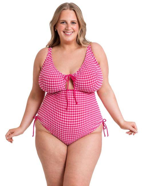 Curvy Kate Holiday Check Non Wired Swimsuit - Raspberry Pink