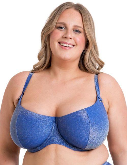 Curvy Kate Sapphire Seas Scooped Balcony Bikini Top - Blue Sparkle