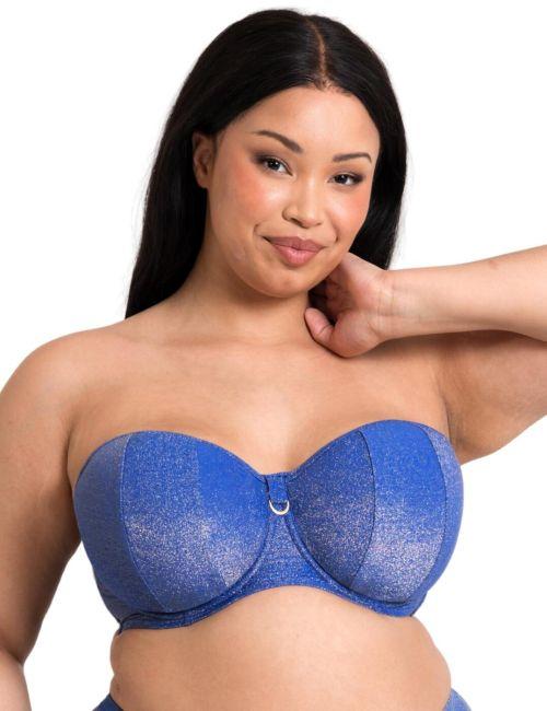 Curvy Kate Sapphire Seas Multiway Bandeau Bikini Top - Blue Sparkle