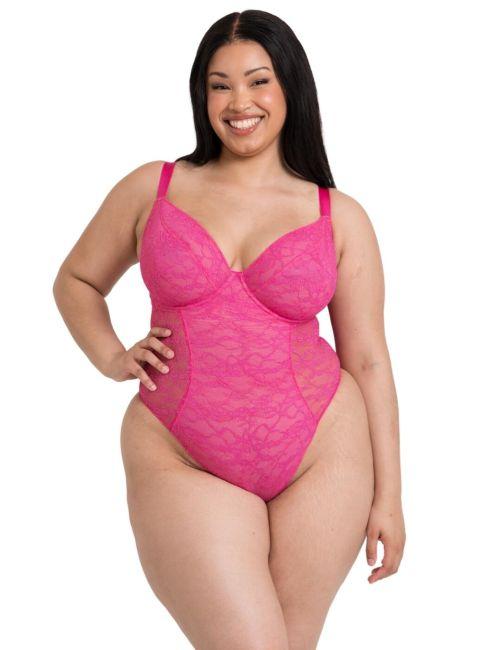 Curvy Kate All Night Lace Plunge Body - Hot Pink/Blush