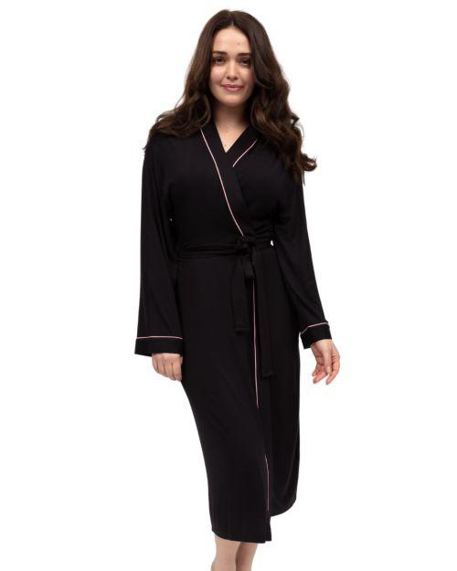 Cyberjammies Bonnie Jersey Long Dressing Gown - Black