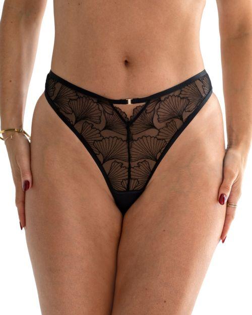 Pour Moi Ember Embroidered Thong - Black/Cosmetic