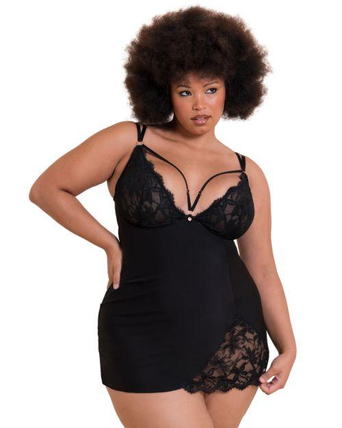 Scantilly By Curvy Kate Embrace Wired Deep Plunge Chemise - Black