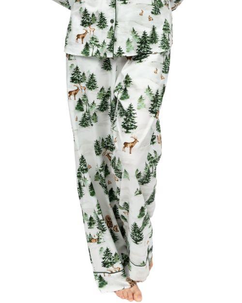 Cyberjammies Fern Alpine Print Wide Leg Pyjama Bottoms - Olive Green Mix