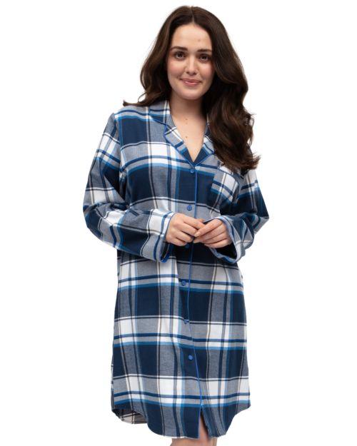 Cyberjammies Frosty Brushed Check Nightshirt - Navy Mix