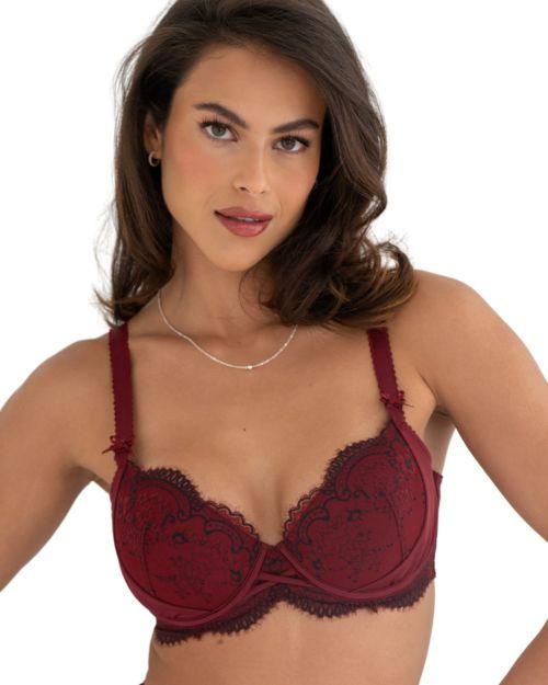 Pour Moi Hollywood Padded Balconette Bra - Burgundy