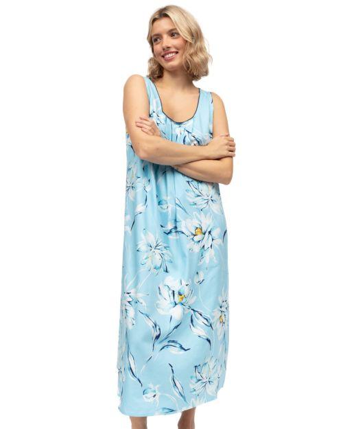 Cyberjammies Madelyn Floral Print Long Nightdress - Blue Mix