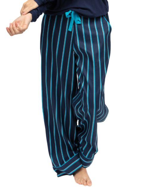 Cyberjammies Marina Printed Stripe Wide Leg Pyjama Bottoms - Navy Mix