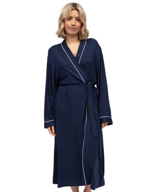 Cyberjammies Marina Jersey Long Dressing Gown - Navy