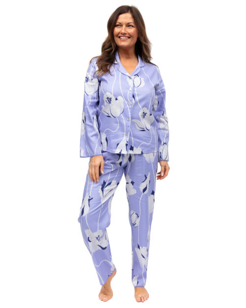 Cyberjammies Nora Rose Angelina Picot Lace Long Sleeve Pyjama Set - Lilac
