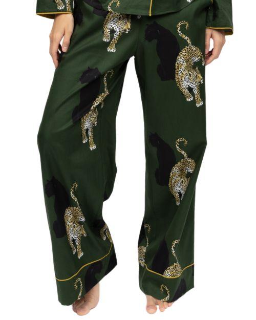 Cyberjammies Olive Leopard Print Wide Pyjama Bottoms - Olive Green Mix