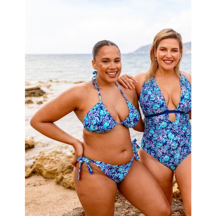 Curvy Kate Mykonos Triangle Bikini Top - Blue Print