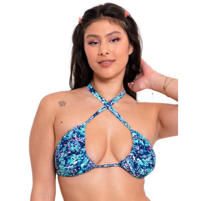 Curvy Kate Mykonos Triangle Bikini Top - Blue Print