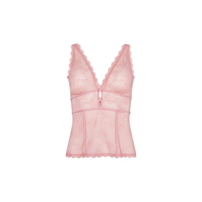 Vintage Pink Lace Camisole 70s Lingerie Retro Cami Tank Top