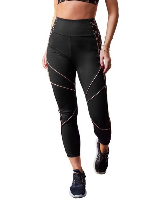 Pour Moi Energy Pulse Panelled Leggings - Black/Gold