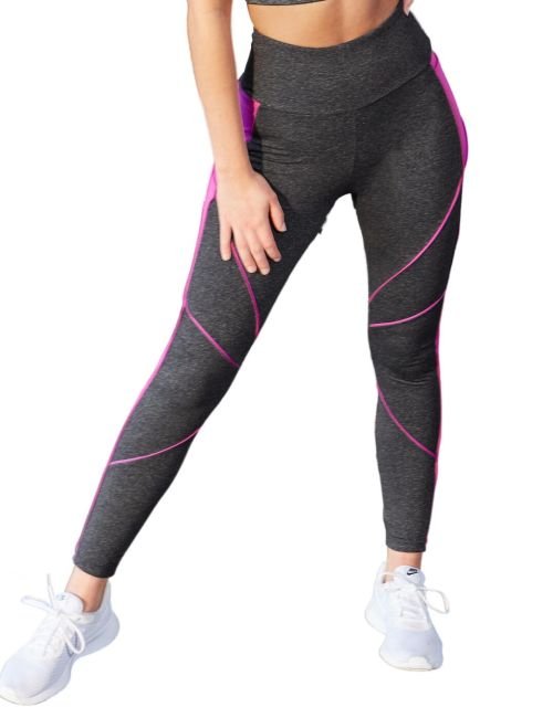 Pour Moi Energy Pulse Panelled Leggings - Grey/Orchid