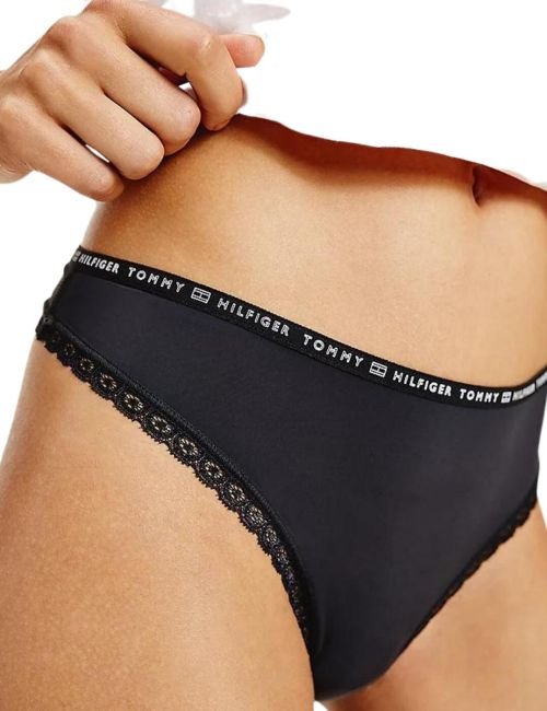 Tommy Hilfiger Hilfiger Lace Thong 3 Pack - Black/Ivory/Pale Pink