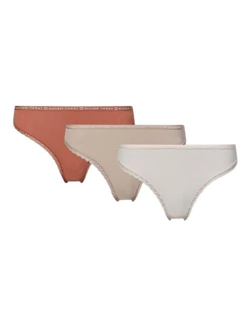 Tommy Hilfiger Hilfiger Lace Thong 3 Pack - Mineralize/Balanced Beige/Pale Pink
