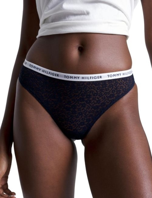 Tommy Hilfiger TH Lace Thong 3 Pack - Desert Sky/White/Rouge
