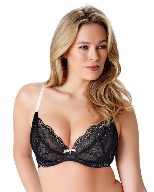 Gossard Superboost Lace Plunge Bra - Black Ivory Rose