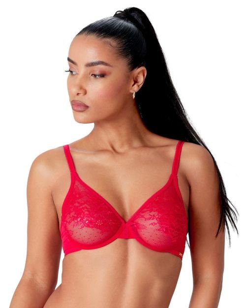 Gossard Glossies Lace Sheer Bra - Chilli Red