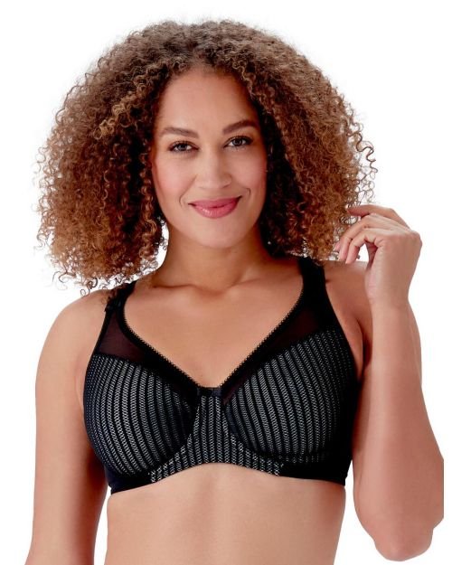Berlei Beauty Stripe Smoothing Minimiser Bra - Black/Grey