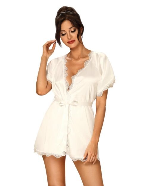 Obsessive Prima Neve Peignoir Robe - White