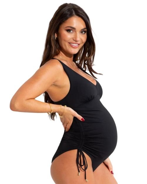 Pour Moi Maternity Ruched Adjustable Side Swimsuit - Black