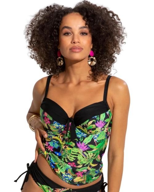 Pour Moi St Lucia Padded Underwired Tankini Top - Tropical