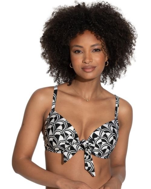 Pour Moi Casablanca Lightly Padded Front Tie Bikini Top - Mono