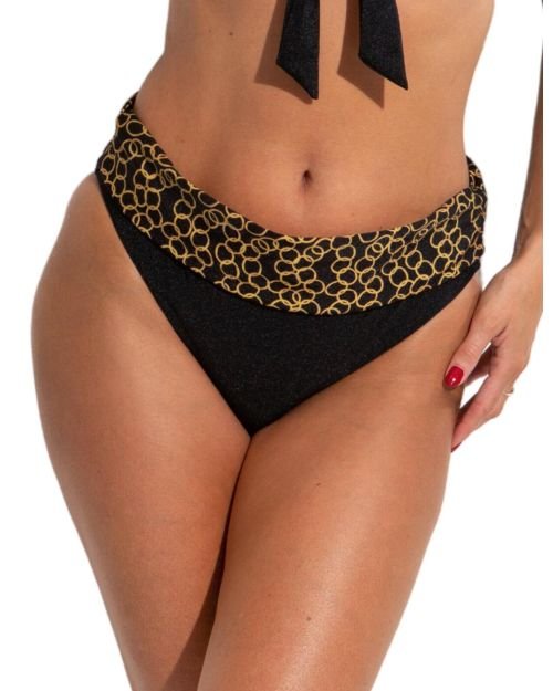 Pour Moi Casablanca Fold Over Bikini Brief - Gold Chain