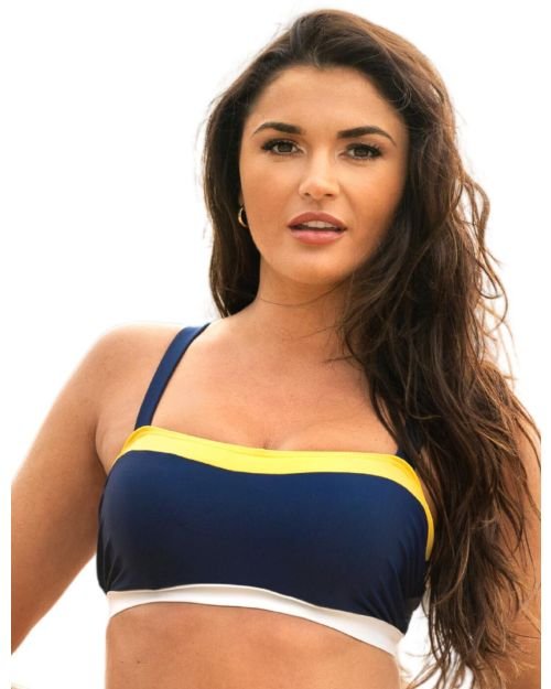 Pour Moi Palm Springs Hidden Underwire Cami Bikini Top - Yellow/Navy/White