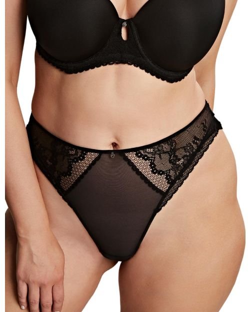 Cleo by Panache Alexis High Waist High Leg Brazilian Brief - Black